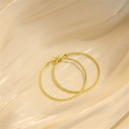 18K Gold-Plated Twine Hoop Earrings, dainty minimalist design, front view
