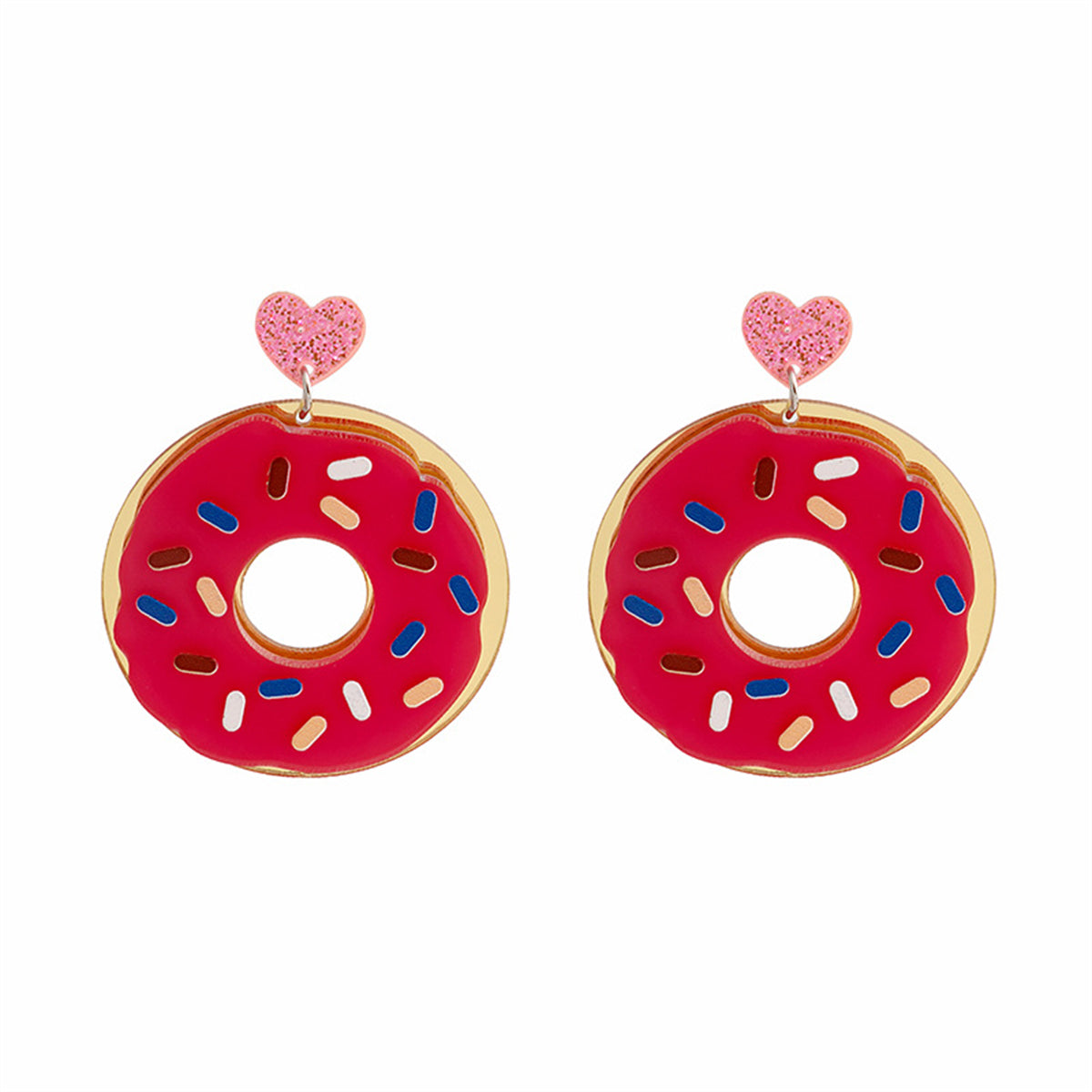 Pink Acrylic & 18K Gold-Plated Doughnut Drop Earrings