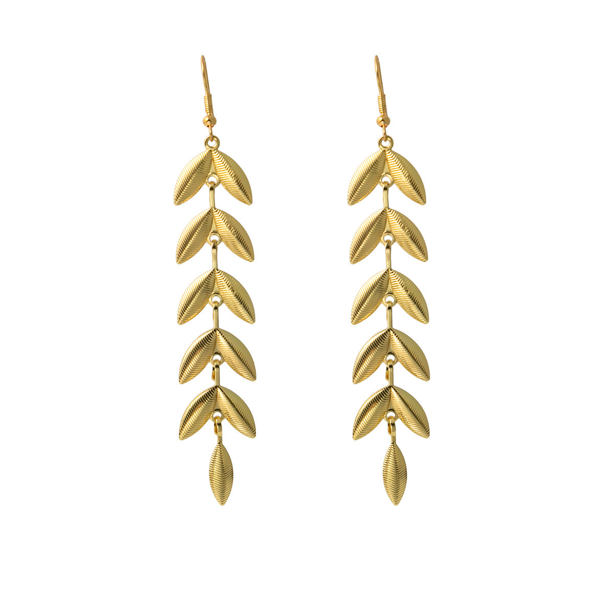 18K Gold-Plated Leaves Drop Earrings, gold drop earrings for women, elegant gift for her, side view