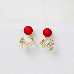 Red Resin & Cubic Zirconia Ginkgo Leaf Ear Jackets