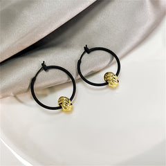 Black & 18K Gold-Plated Ball Hoop Earrings