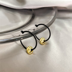 Black & 18K Gold-Plated Ball Hoop Earrings