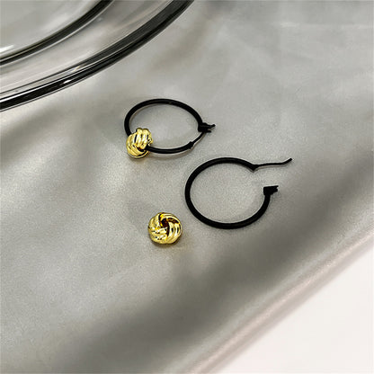 Black and 18K Gold-Plated Ball Hoop Earrings, botanical inspired, lifestyle look