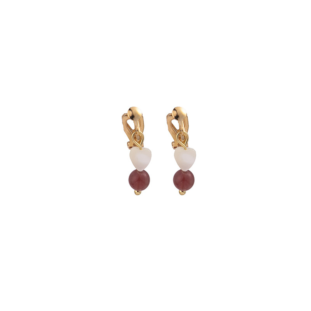 Quartz and 18K Gold-Plated Heart Drop Earrings, gold drop earrings for women, vintage-inspired design, side view