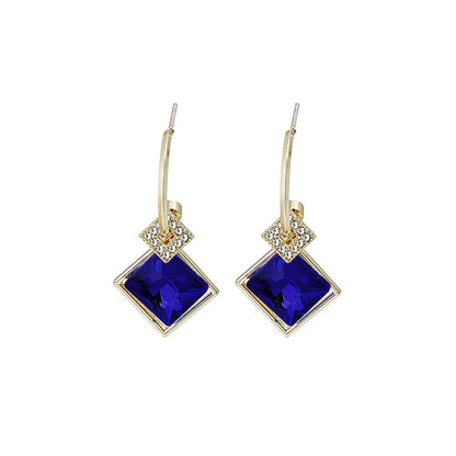 Blue Princess Crystal and Cubic Zirconia Huggie Earrings, huggie earrings, botanical inspired, front view