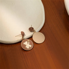 Enamel & 18K Gold-Plated Bear & Rose Round Drop Earrings