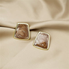 Coffee Enamel & 18K Gold-Plated Trapezoid Stud Earrings