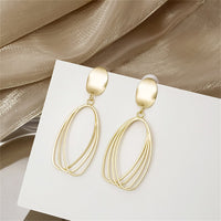 Goldtone Stacked Open Oval Drop Earrings