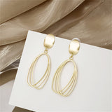 Goldtone Stacked Open Oval Drop Earrings