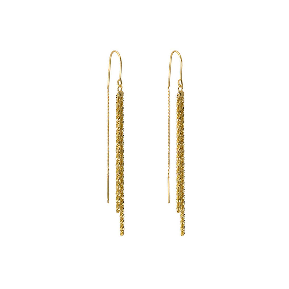 18K Gold-Plated Twine Ear Threaders, gold drop earrings for women, botanical inspired, side view