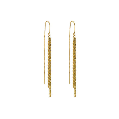 18K Gold-Plated Twine Ear Threaders, gold drop earrings for women, botanical inspired, side view