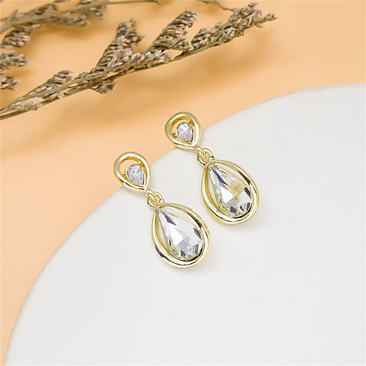 Crystal & 18K Gold-Plated Drop Earrings