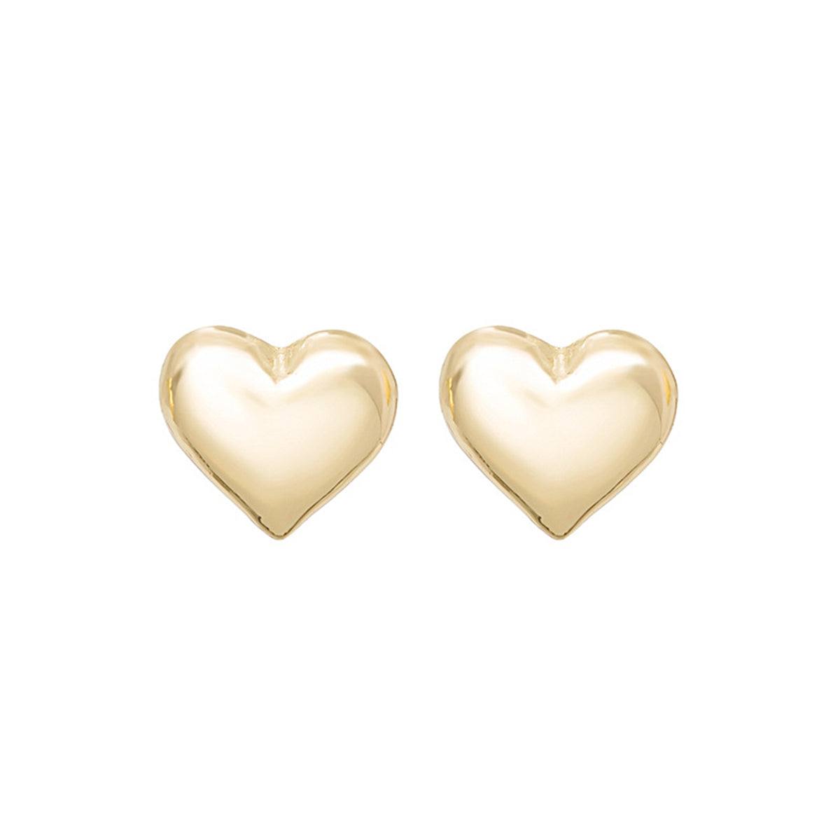 18K Gold-Plated Heart Stud Earrings, gold stud earrings for women, dainty minimalist design, side view