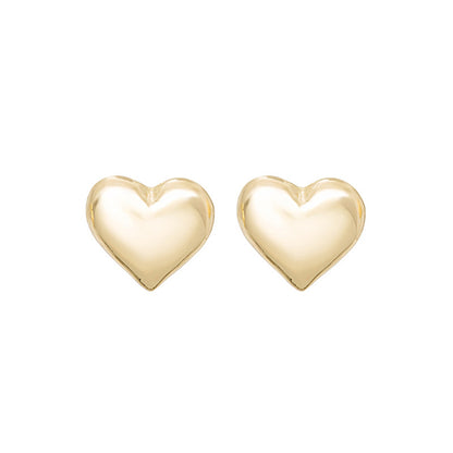 18K Gold-Plated Heart Stud Earrings, gold stud earrings for women, dainty minimalist design, side view
