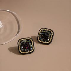 Black & 18K Gold-Plated Cluster Square Stud Earrings