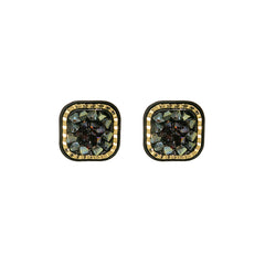 Black & 18K Gold-Plated Cluster Square Stud Earrings