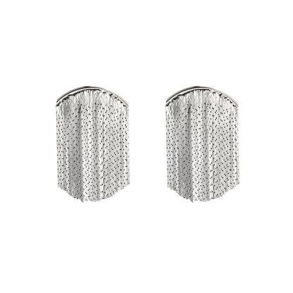 Silver-Plated Tassel Drop Earrings, silver drop earrings for women, elegant gift for her, lifestyle look