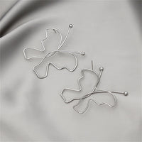 Silver-Plated Openwork Butterfly Stud Earrings