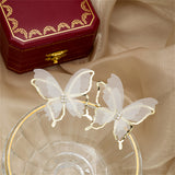 Cubic Zirconia & 18k Gold-Plated Mesh Butterfly Stud Earrings