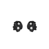 Black Enamel & Pearl Beauty Stud Earrings