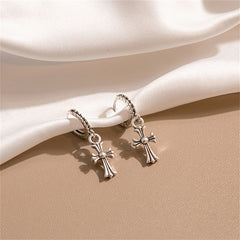 Silver-Plated Cross Huggie Earrings