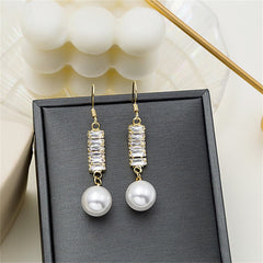 Cubic Zirconia & Pearl 18K Gold-Plated Drop Earrings