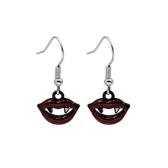 Red & Black Vampire Fangs Drop Earrings