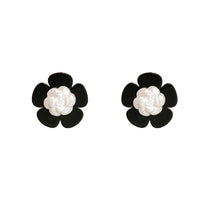 Black & White Floral Stud Earrings