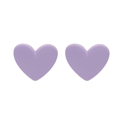 Purple Acrylic Heart Stud Earrings, stud earrings for women, botanical inspired, side view