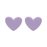 Purple Acrylic Heart Stud Earrings