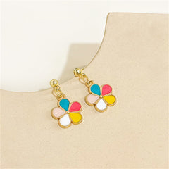 Pastel & 18K Gold-Plated Floral Drop Earrings