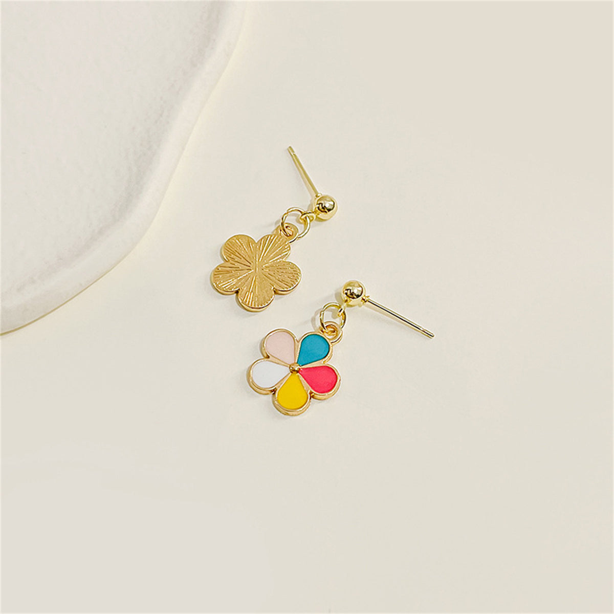 Pastel & 18K Gold-Plated Floral Drop Earrings