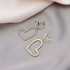 Cubic Zirconia & 18K Gold-Plated Open Heart Drop Earrings