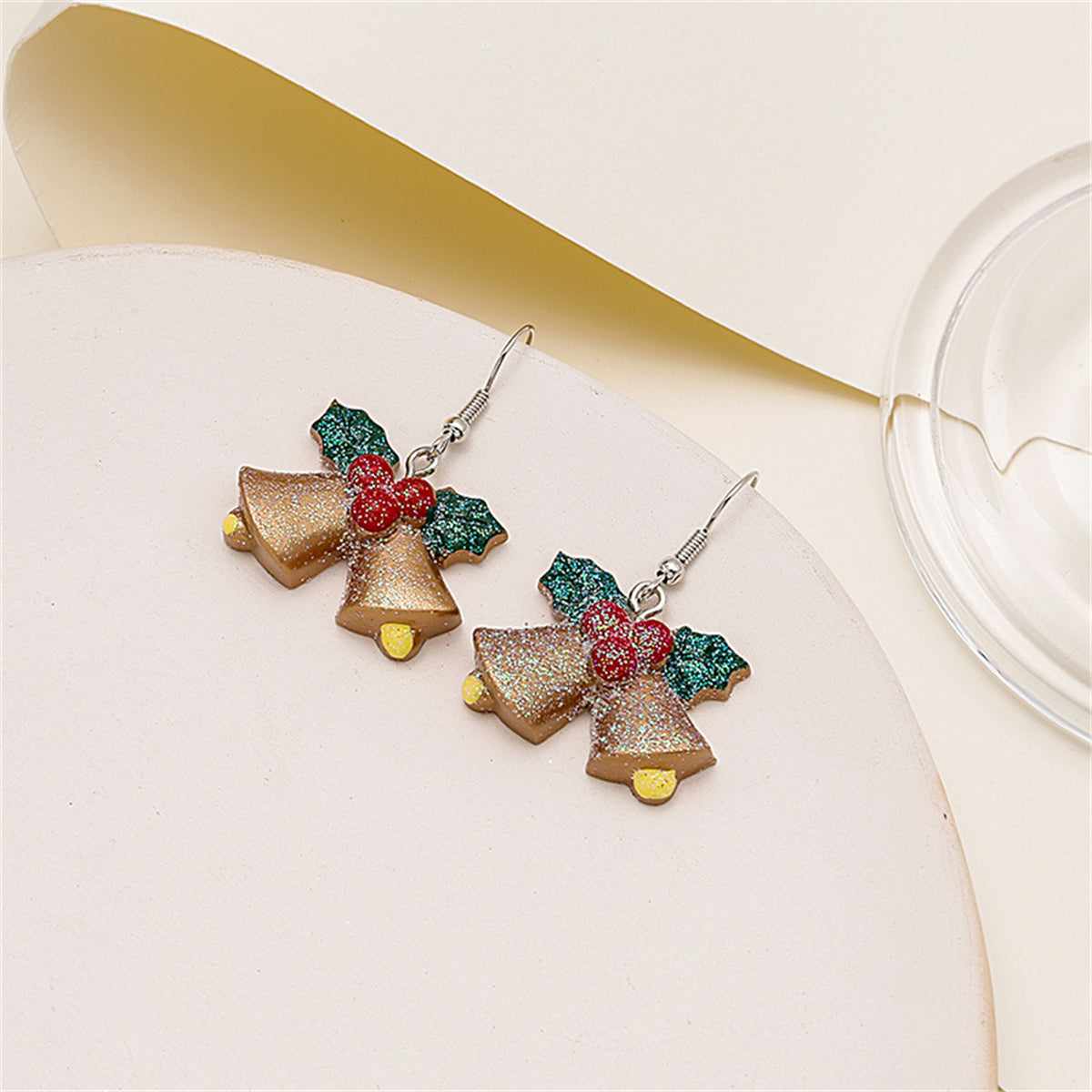 Green Resin and Silver-Plated Bow Drop Earrings, silver drop earrings for women, vintage-inspired design, side view