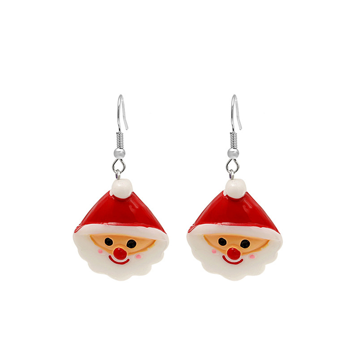 Red & White Resin Santa Drop Earrings