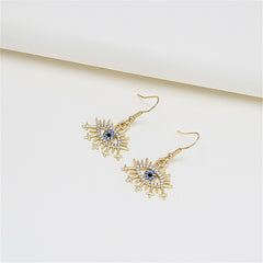 Blue Cubic Zirconia & 18K Gold-Plated Pavé Lashes Eye Drop Earrings