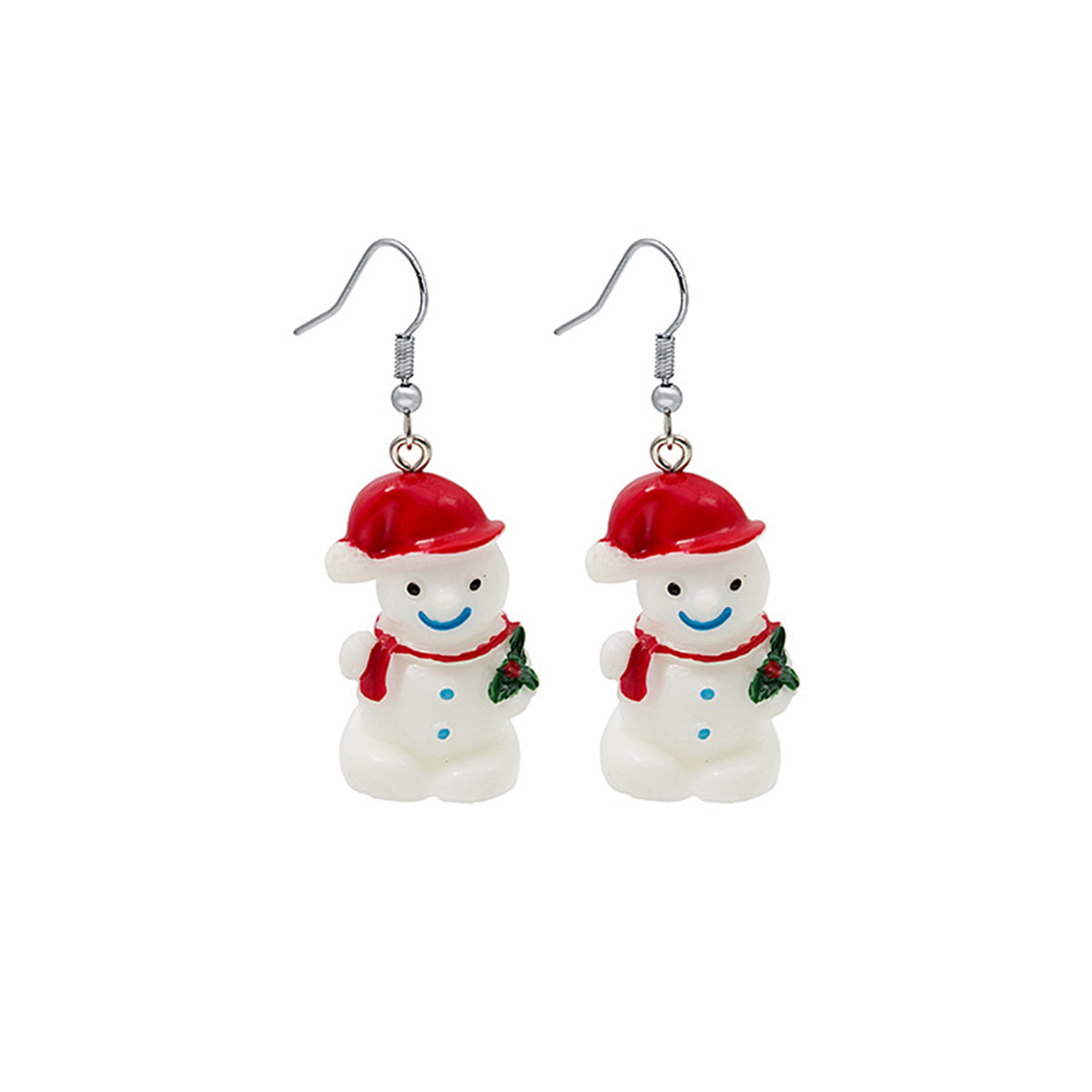 Red & White Snowman Drop Earrings