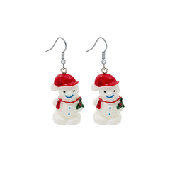 Red & White Snowman Drop Earrings