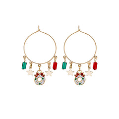 Red Enamel & 18K Gold-Plated Star & Wreath Hoop Earrings