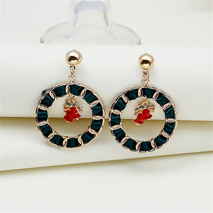 Red Enamel and Polyster 18K Gold-Plated Bell Drop Earrings, gold drop earrings for women, front view