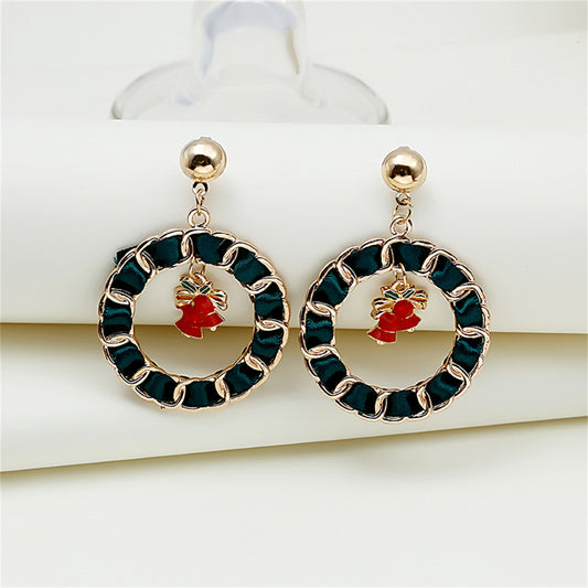 Red Enamel and Polyster 18K Gold-Plated Bell Drop Earrings, gold drop earrings for women, front view