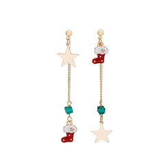 Red Enamel & Acrylic 18K Gold-Plated Star & Boot Mismatched Drop Earrings