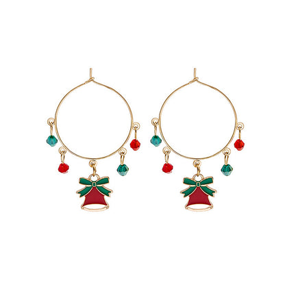 Red Acrylic and Enamel 18K Gold-Plated Bell Hoop Earring, gold drop earrings for women, botanical inspired, front view