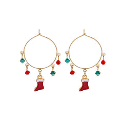 Red Acrylic & Enamel 18K Gold-Plated Boot Hoop Earring