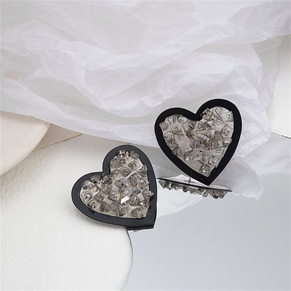 Cubic Zirconia and Enamel Heart Stud Earrings, stud earrings for women, everyday style, front view