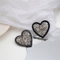 Cubic Zirconia & Enamel Heart Stud Earrings