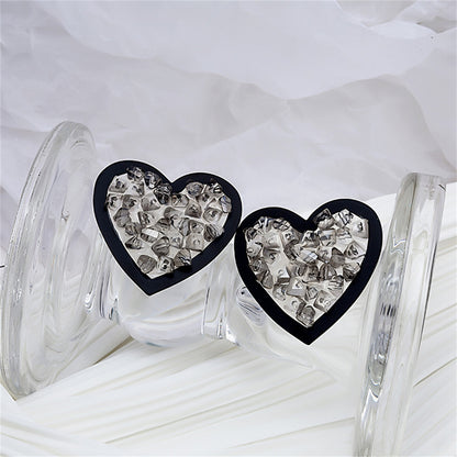 Cubic Zirconia and Enamel Heart Stud Earrings, stud earrings for women, everyday style, styled look