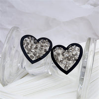 Cubic Zirconia & Enamel Heart Stud Earrings