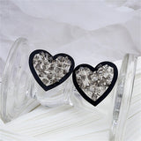 Cubic Zirconia & Enamel Heart Stud Earrings