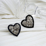 Cubic Zirconia & Enamel Heart Stud Earrings